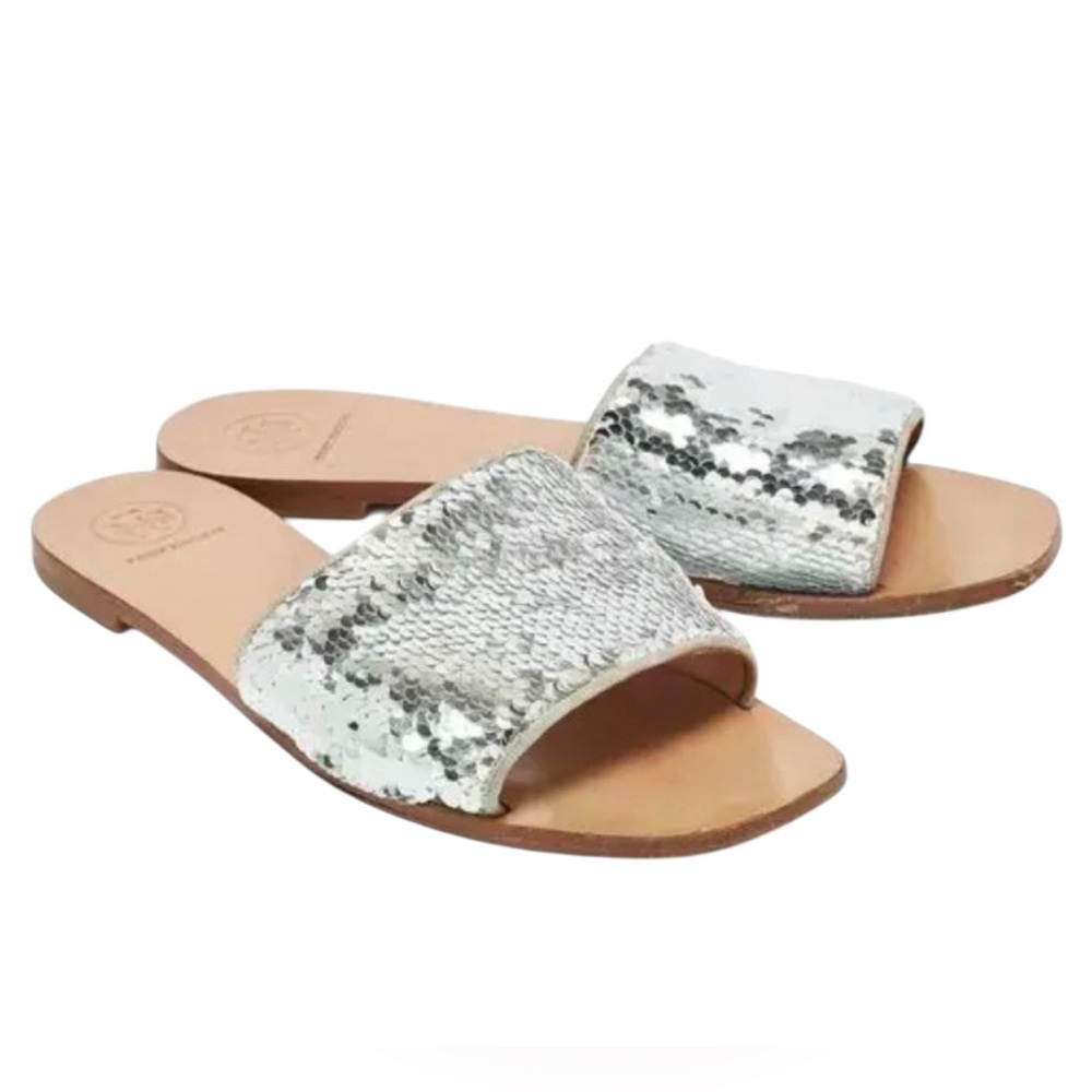 Tory Burch Sequin Embellished Slip On Sandals